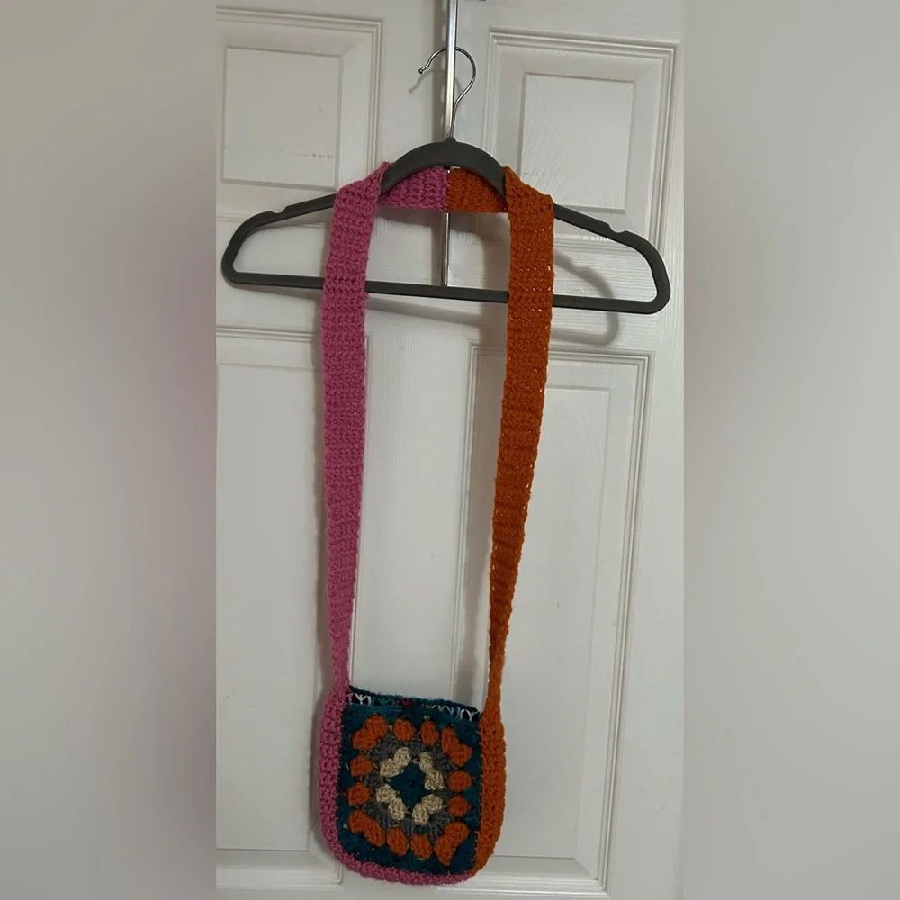 Handmade Crochet Multicolor Crossbody Bag